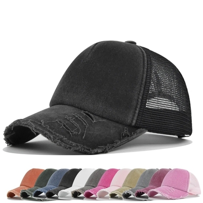 Chapéu de caminhão de alta qualidade personalizado Distressed Chapéu de caminhão de malha Chapéu de caminhão com logotipo personalizado
