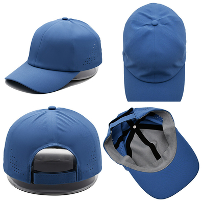 Atacado Grátis Plain 6 Panel Lightweight Quick Dry Sports Baseball Cap Performance Laser Cut Hole Sport Dad Hat