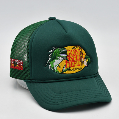 Embroidery personalizado 5 Painel de espuma Trucker Caps de alta qualidade de corda Trucker Cap com logotipo