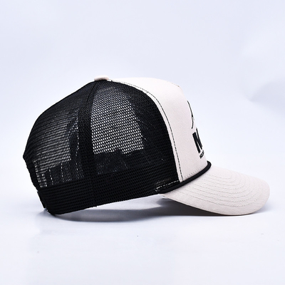 High Profile 3D bordado corda Trucker Chapéu Custom Logotipo malha de volta Trucker Cap