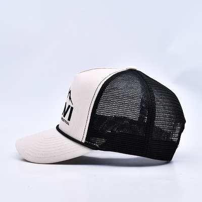 High Profile 3D bordado corda Trucker Chapéu Custom Logotipo malha de volta Trucker Cap