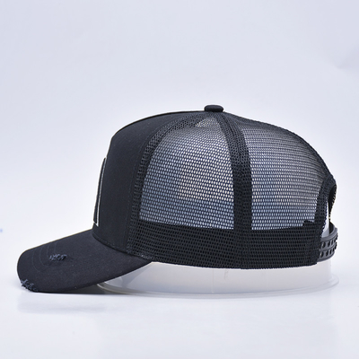 Chapéu de caminhoneiro curvo e preto personalizável, 5 painéis, 3D, bordado