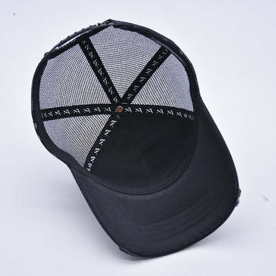 Chapéu de caminhoneiro curvo e preto personalizável, 5 painéis, 3D, bordado