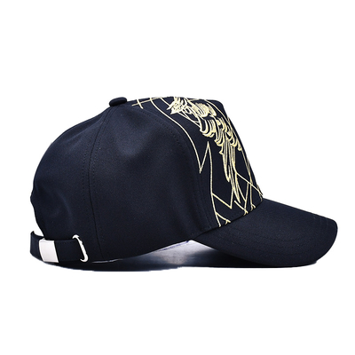 Boné de beisebol preto de luxo unissex bordado Gorras Logotipo personalizado Boné de beisebol de algodão de 5 painéis
