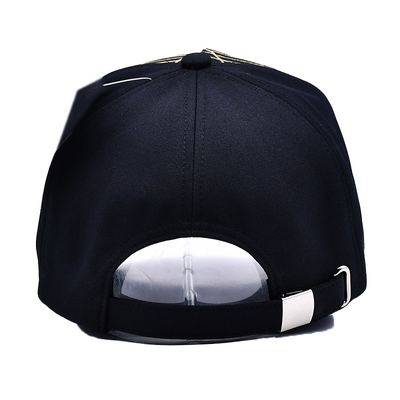 Boné de beisebol preto de luxo unissex bordado Gorras Logotipo personalizado Boné de beisebol de algodão de 5 painéis