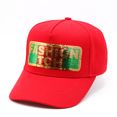 Mulheres de Verão de Alta Qualidade 100% Algodão 6 Painéis Chapéus de Beisebol Custom Sequin Baseball Cap