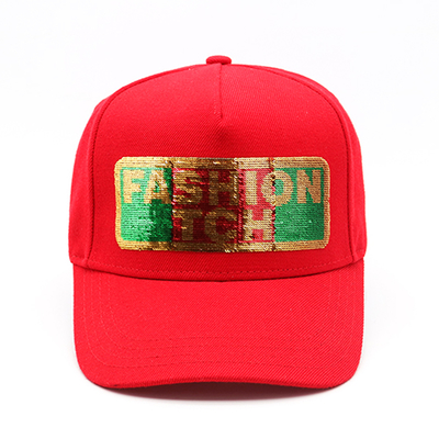 Mulheres de Verão de Alta Qualidade 100% Algodão 6 Painéis Chapéus de Beisebol Custom Sequin Baseball Cap