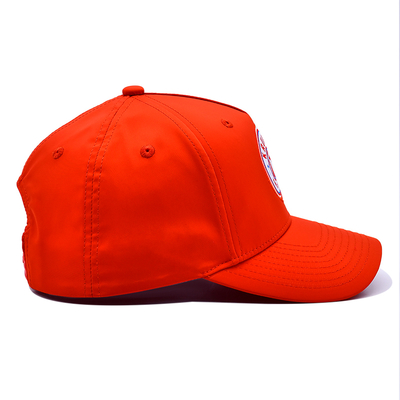 Design Personalizado OEM do Seu Próprio Logotipo em Borracha PVC 5 Painéis Boné Esportivo Masculino Feminino para Corrida, Chapéu de Golfe Vermelho de Nylon, Boné de Beisebol