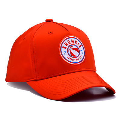 Design Personalizado OEM do Seu Próprio Logotipo em Borracha PVC 5 Painéis Boné Esportivo Masculino Feminino para Corrida, Chapéu de Golfe Vermelho de Nylon, Boné de Beisebol