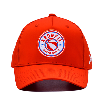 Design Personalizado OEM do Seu Próprio Logotipo em Borracha PVC 5 Painéis Boné Esportivo Masculino Feminino para Corrida, Chapéu de Golfe Vermelho de Nylon, Boné de Beisebol