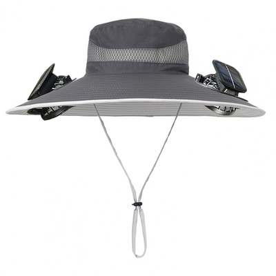 Chapéu de sol de abas largas ao ar livre Solar Solar Fan Cap Atacado personalizado Chapéu de balde portátil para pesca