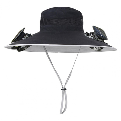 Chapéu de sol de abas largas ao ar livre Solar Solar Fan Cap Atacado personalizado Chapéu de balde portátil para pesca