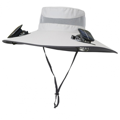 Chapéu de sol de abas largas ao ar livre Solar Solar Fan Cap Atacado personalizado Chapéu de balde portátil para pesca