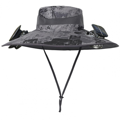 Chapéu de sol de abas largas ao ar livre Solar Solar Fan Cap Atacado personalizado Chapéu de balde portátil para pesca