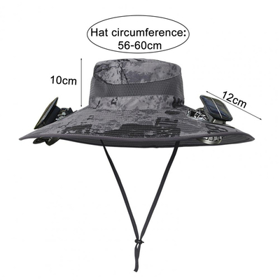 Chapéu de sol de abas largas ao ar livre Solar Solar Fan Cap Atacado personalizado Chapéu de balde portátil para pesca