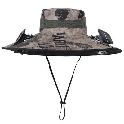 Chapéu de sol de abas largas ao ar livre Solar Solar Fan Cap Atacado personalizado Chapéu de balde portátil para pesca