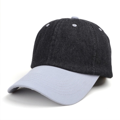 Boné de pai vintage de algodão com lavagem ácida e logotipo personalizado por atacado, boné de beisebol preto lavado esportivo de ganga ajustável