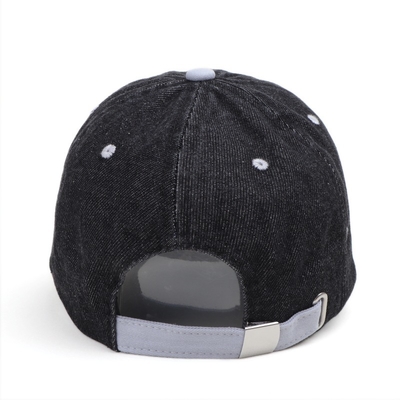 Boné de pai vintage de algodão com lavagem ácida e logotipo personalizado por atacado, boné de beisebol preto lavado esportivo de ganga ajustável