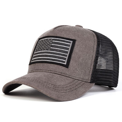 Unisex Bandeira Americana bordados Lavado Baseball Net Caps Primavera e Verão Outdoor Casual ajustável Chapéus Proteção solar Chapéu