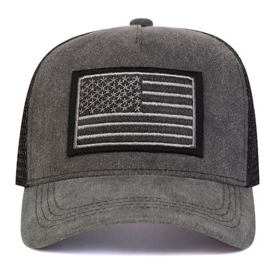 Unisex Bandeira Americana bordados Lavado Baseball Net Caps Primavera e Verão Outdoor Casual ajustável Chapéus Proteção solar Chapéu