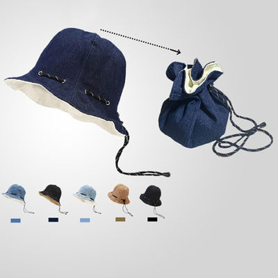 Chapéu de pescador de venda quente, por atacado, de primavera e verão, de uso transformado em saco, de algodão, adulto, unisexo, chapéu de balde reversível