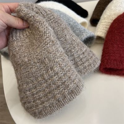Autumn and Winter New Wool Knitted Bucket Hat for Women Knitted Jacquard Bucket Hat