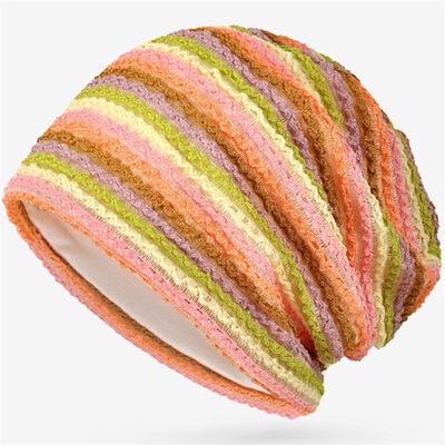 Traje de alta qualidade de senhoras bonés de malha com riscas bonés esportivos de inverno ao ar livre sem punho boné