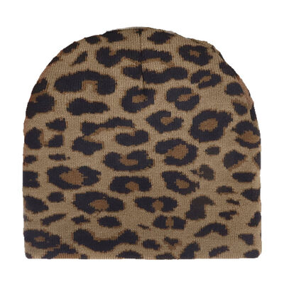 Logotipo personalizado de alta qualidade Homens Mulheres Chapéu de Inverno Acrílico Chapéu Leopardo Impressão Padrão Tricoteado Slouchy Beanies