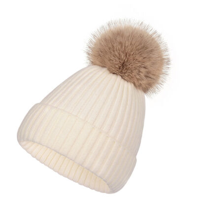 Chapéu quente de malha de inverno para mulheres calças de cabeça de raias sólidas casuais chapéus de esqui crianças chapéu de boné de pelúcia floppy pompom