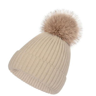 Chapéu quente de malha de inverno para mulheres calças de cabeça de raias sólidas casuais chapéus de esqui crianças chapéu de boné de pelúcia floppy pompom