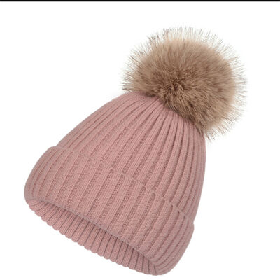 Chapéu quente de malha de inverno para mulheres calças de cabeça de raias sólidas casuais chapéus de esqui crianças chapéu de boné de pelúcia floppy pompom