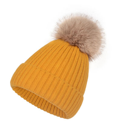 Chapéu quente de malha de inverno para mulheres calças de cabeça de raias sólidas casuais chapéus de esqui crianças chapéu de boné de pelúcia floppy pompom