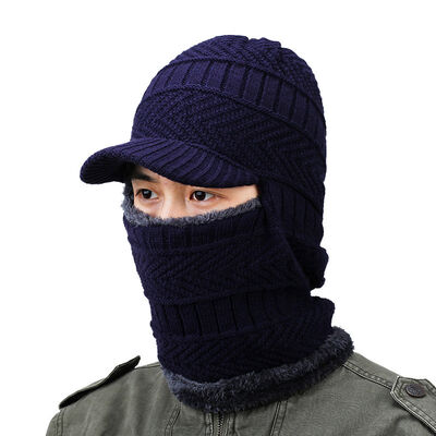 Chapéu de Inverno de Lana de Homem Chapéu à prova de vento Pullover de Tricote com Faixa de Ouvido Cobertura de Pescoço Padrão em Plaid Impressão Digital para viagens