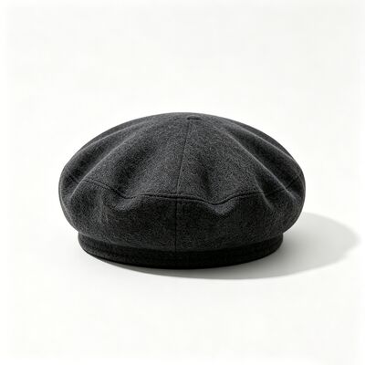 Chapéu de boina cinza escuro clássico com feltro almofado Chapéu de boina de boina tecido de mistura de lã para conforto e durabilidade Chapéu diário de roupas de rua confortável