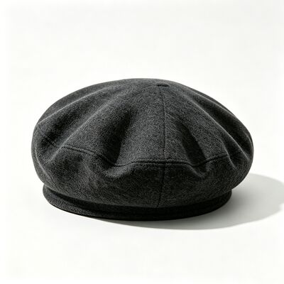 Chapéu de boina cinza escuro clássico com feltro almofado Chapéu de boina de boina tecido de mistura de lã para conforto e durabilidade Chapéu diário de roupas de rua confortável