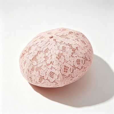 Vintage Rosa Beret de renda Floral padrão Beret respirável Chap com e elegante Diário & Party Headdress