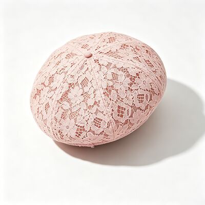 Vintage Rosa Beret de renda Floral padrão Beret respirável Chap com e elegante Diário & Party Headdress