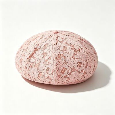 Vintage Rosa Beret de renda Floral padrão Beret respirável Chap com e elegante Diário & Party Headdress