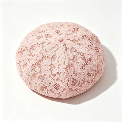 Vintage Rosa Beret de renda Floral padrão Beret respirável Chap com e elegante Diário & Party Headdress