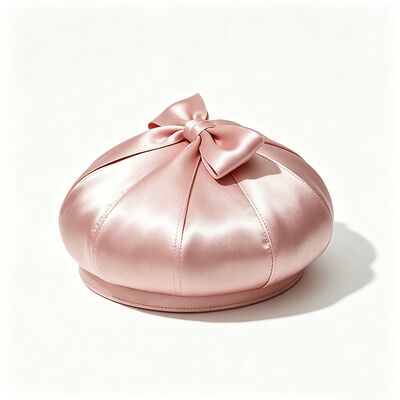 Boina elegante de cetim rosa com tecido 150 gramas, leve e tamanho personalizado para uso casual