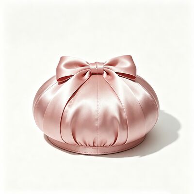 Boina elegante de cetim rosa com tecido 150 gramas, leve e tamanho personalizado para uso casual