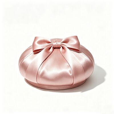 Boina elegante de cetim rosa com tecido 150 gramas, leve e tamanho personalizado para uso casual