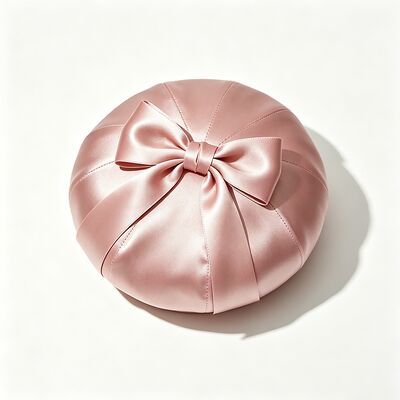 Boina elegante de cetim rosa com tecido 150 gramas, leve e tamanho personalizado para uso casual