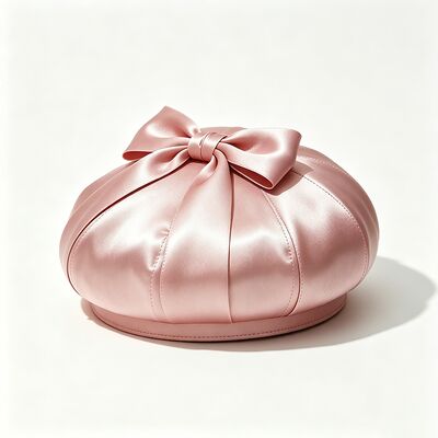Boina elegante de cetim rosa com tecido 150 gramas, leve e tamanho personalizado para uso casual