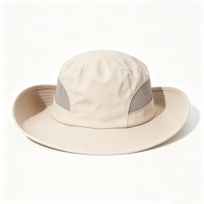 Chapéu de balde de pescador durável com tecido de poliéster reciclado 100% e revestimento de poliéster 100% ideal para uso ao ar livre