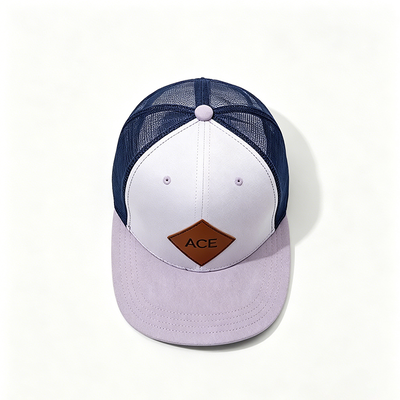 6 Panel Trucker Cap com banda de suor de algodão fecho de plástico Snapback e forma construída para conforto e durabilidade