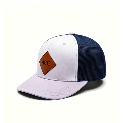 6 Panel Trucker Cap com banda de suor de algodão fecho de plástico Snapback e forma construída para conforto e durabilidade
