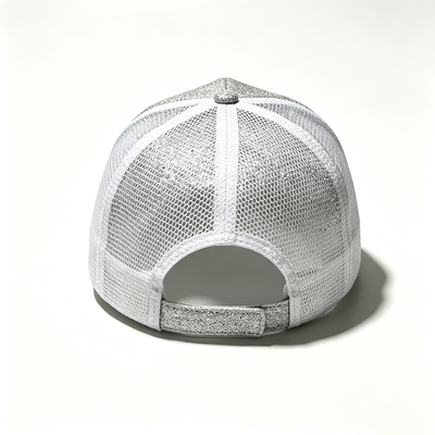 6 Panel Trucker Cap com painéis de malha transpiravel fechamento snapback ajustável e opção de logotipo bordado