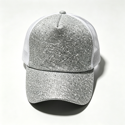6 Panel Trucker Cap com painéis de malha transpiravel fechamento snapback ajustável e opção de logotipo bordado