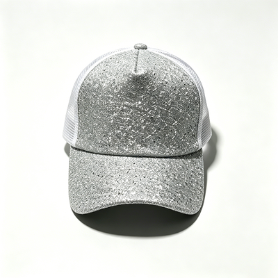 6 Panel Trucker Cap com painéis de malha transpiravel fechamento snapback ajustável e opção de logotipo bordado